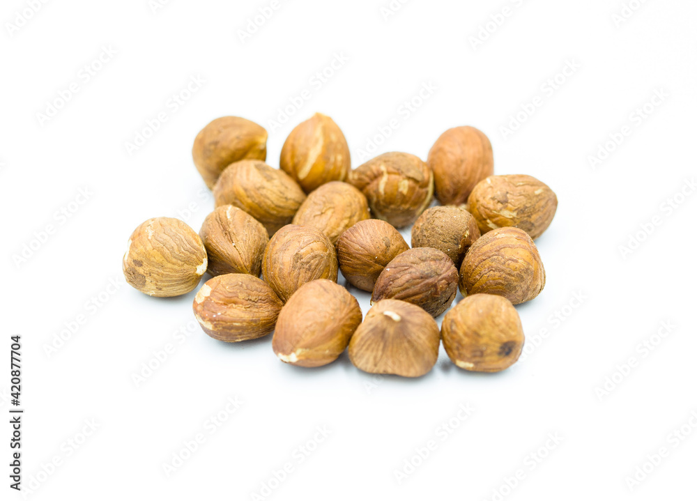 Hazelnuts isolated on white background Hazelnuts isolated on white background