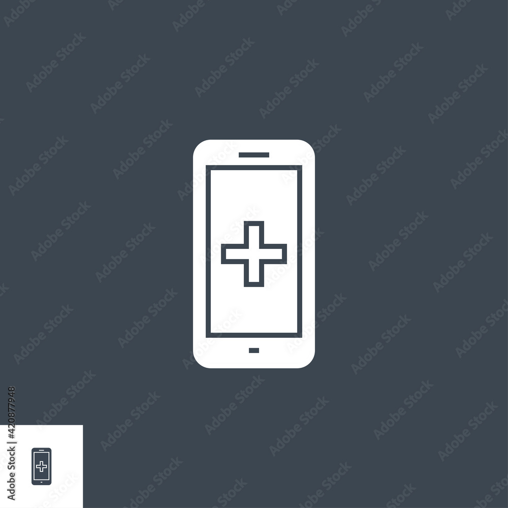 Smartphone with Medical App related vector glyph icon. Isolated on black background. Vector illustration. Smartphone with Medical App related vector glyph icon. Isolated on black background. Vector illustration.