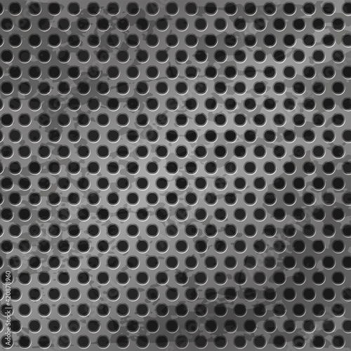 Seamless metal grid in the hole, texture background.