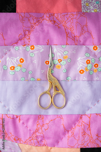 sewing scissors on lavender quilt3 photo