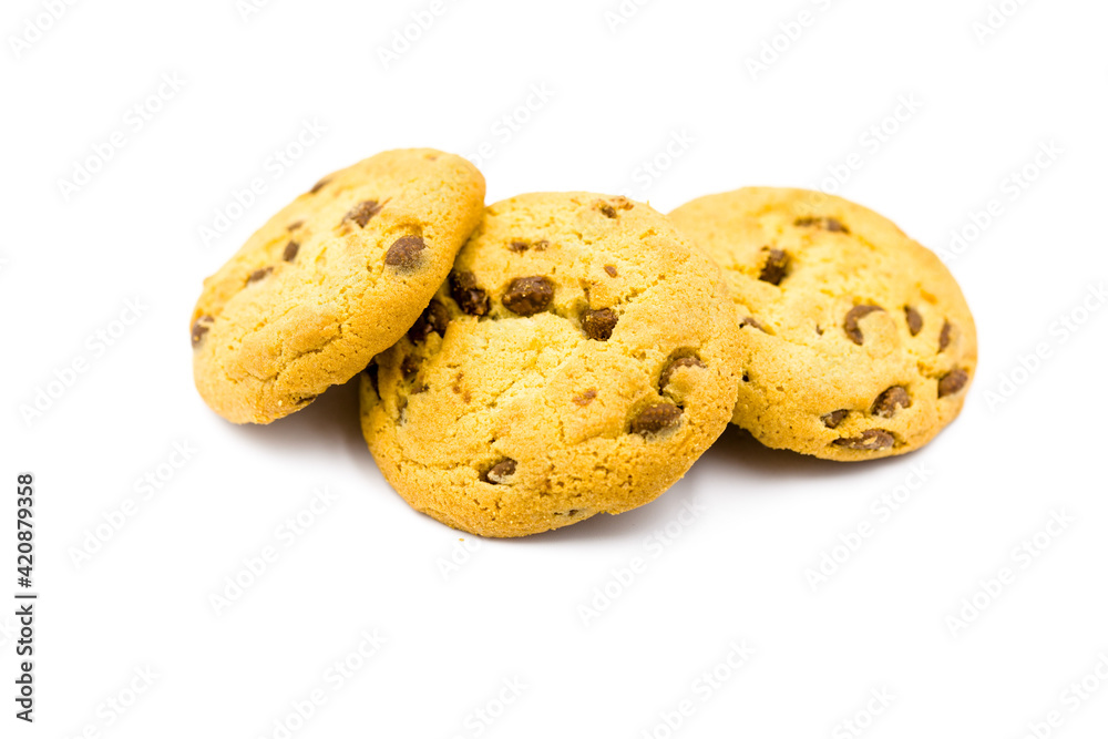 Chocolate cookies isolated on a white background