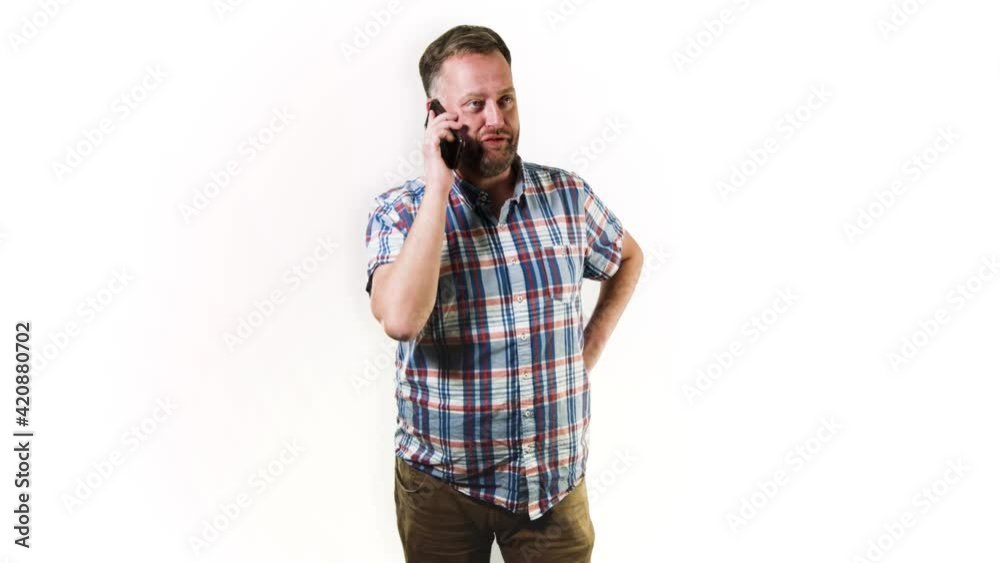 Man talks on the phone and is happy #TheCoolStockGuy Man talks on the phone and is happy #TheCoolStockGuy