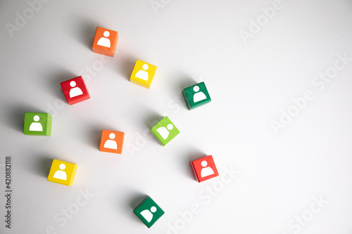 Fototapeta Naklejka Na Ścianę i Meble -  colorful blocks with people icons