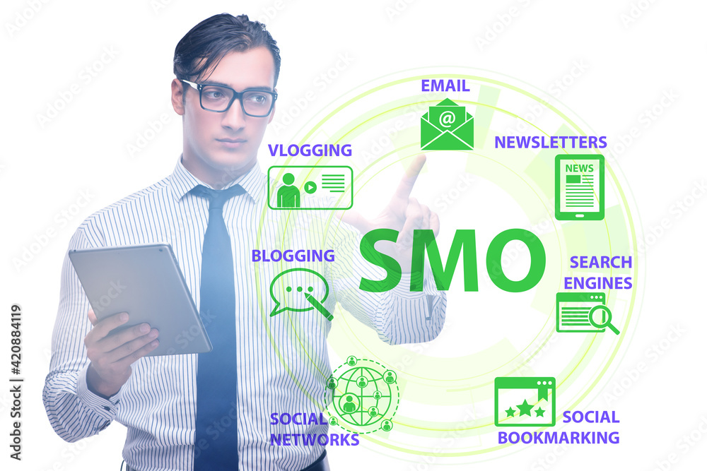 Social media optimisation concept with businessman Social media optimisation concept with businessman
