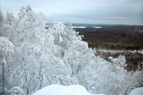Ski resort in winter, Wolf Mountain in the middle Ural Russia.