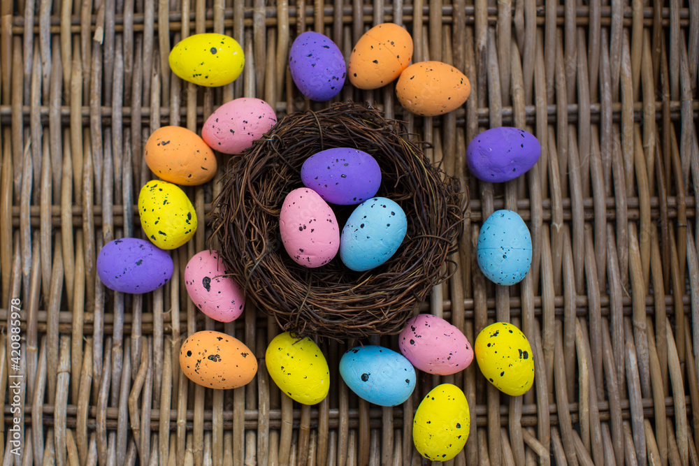 Easter eggs on wooden background
Easter eggs on wooden background