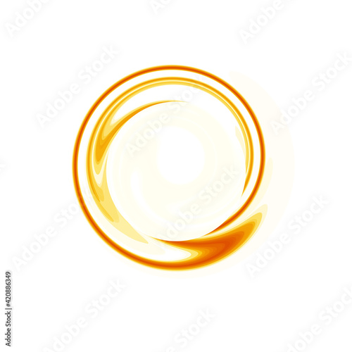 Molten sun round logo. Oil spot icon. Hurricane funnel and vortex sign. Resort graphic design, vector illustration