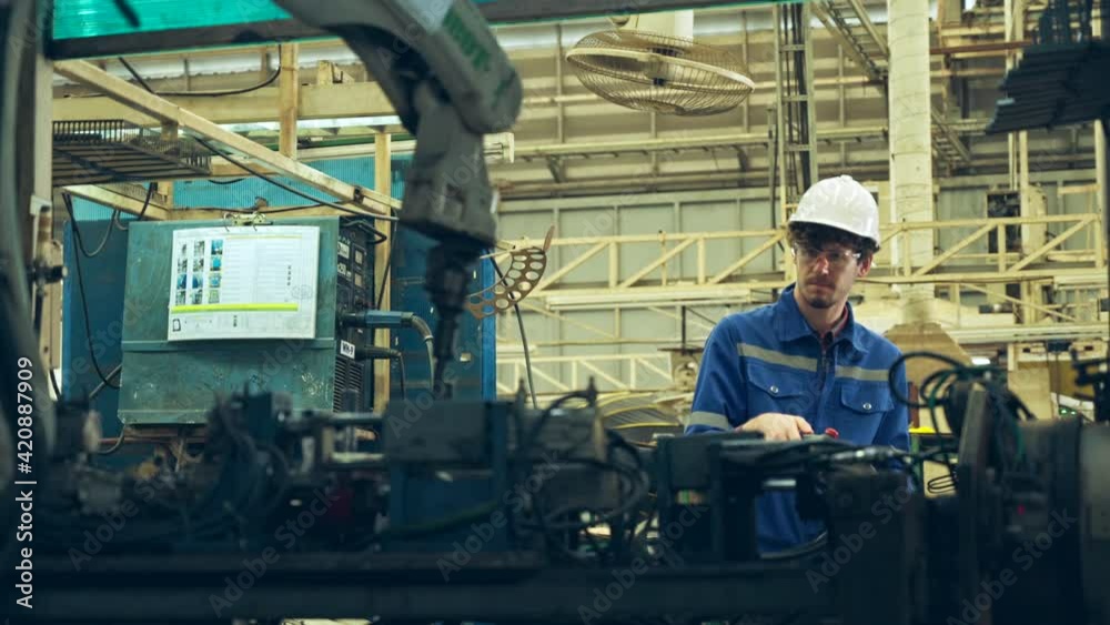 workers working at site with robot workers working at site with robot