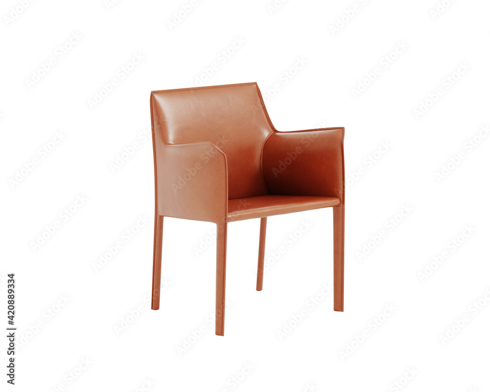 3d rendering of an isolated modern red leather dining armchair 3d rendering of an isolated modern red leather dining armchair