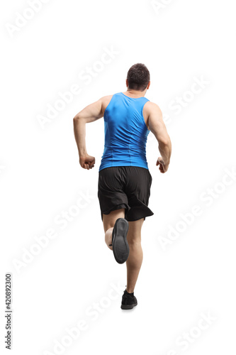 Full length rear shot of a man running