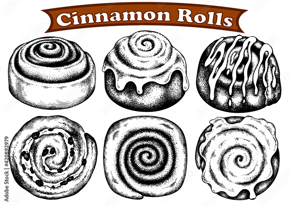 Black And White Cinnamon Roll Clipart