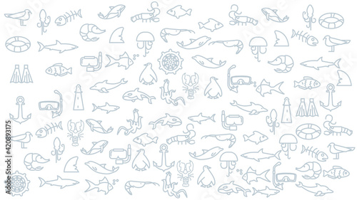 sea icon background. sea animals vector icon background.