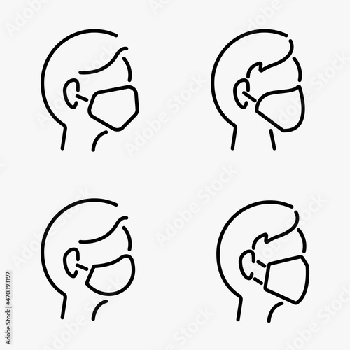 Man face with mask icon vector in trendy flat style isolated on white background