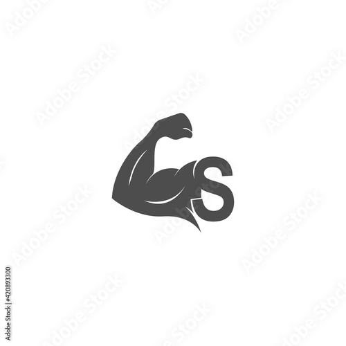 Letter S logo icon with muscle arm design vector