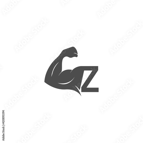 Letter Z logo icon with muscle arm design vector