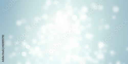 white bokeh blur background . Circle light on blue background , abstract light background