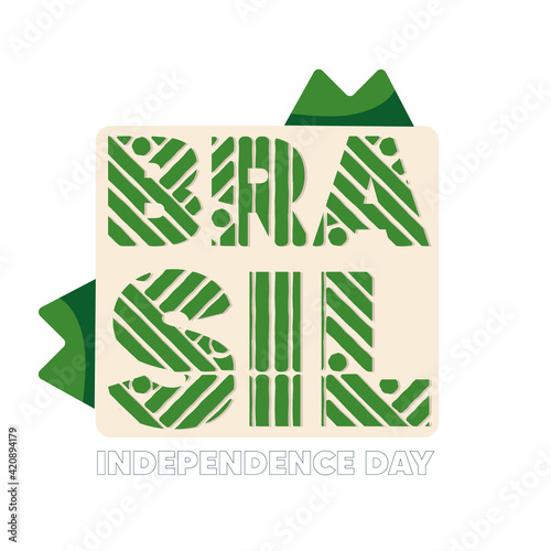 Brasil independence lyrics white background tribal icon- Vector