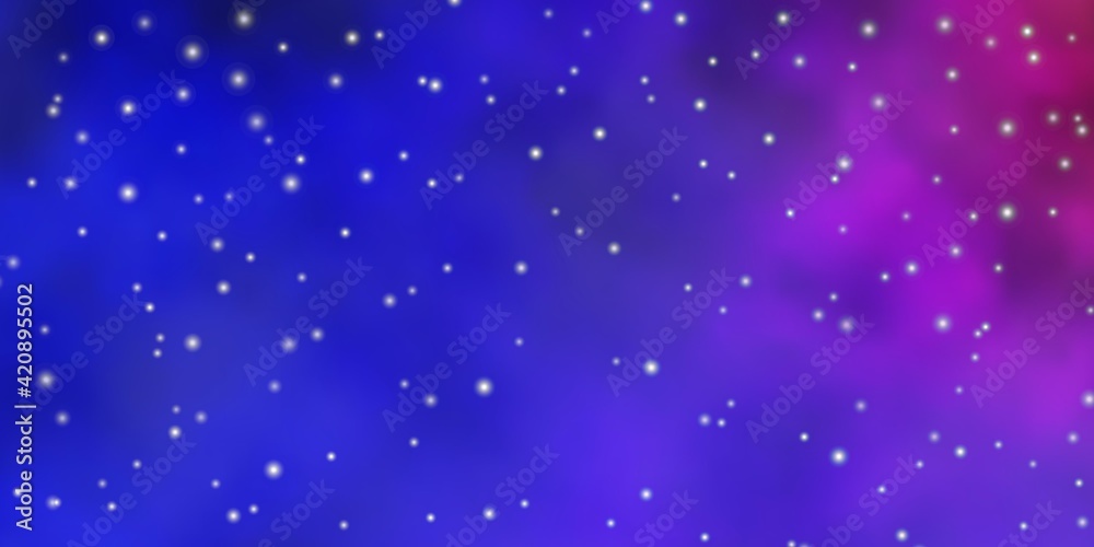 Light Blue, Red vector background with small and big stars. Light Blue, Red vector background with small and big stars.