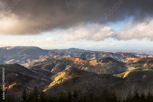 View into black forest, Baiersbronn, Baden-Wurttemberg, Germany photo