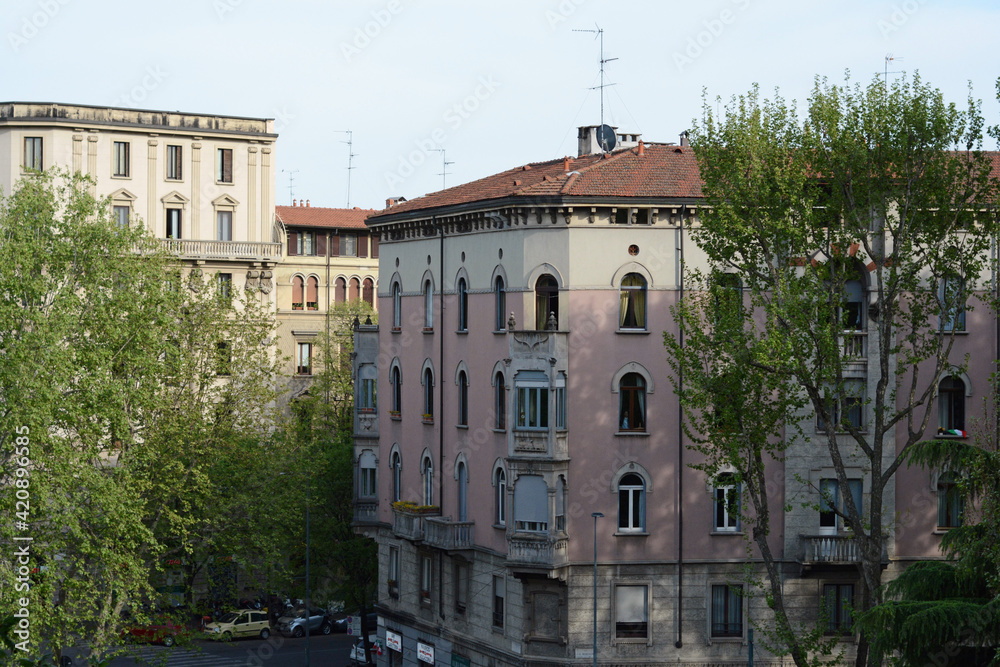 Period building in a square of Milano