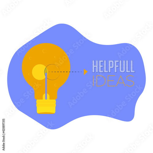 Plakat Helpfull idea lamp yellow blue color creativity thinking icon- Vector