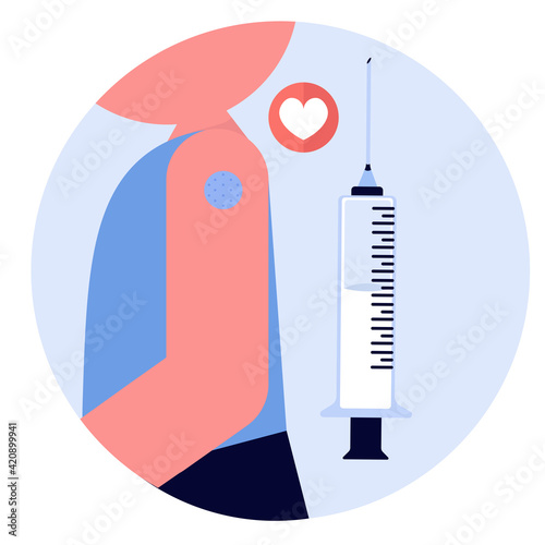 Isolated application vaccines virus blue logo icon - Vector
