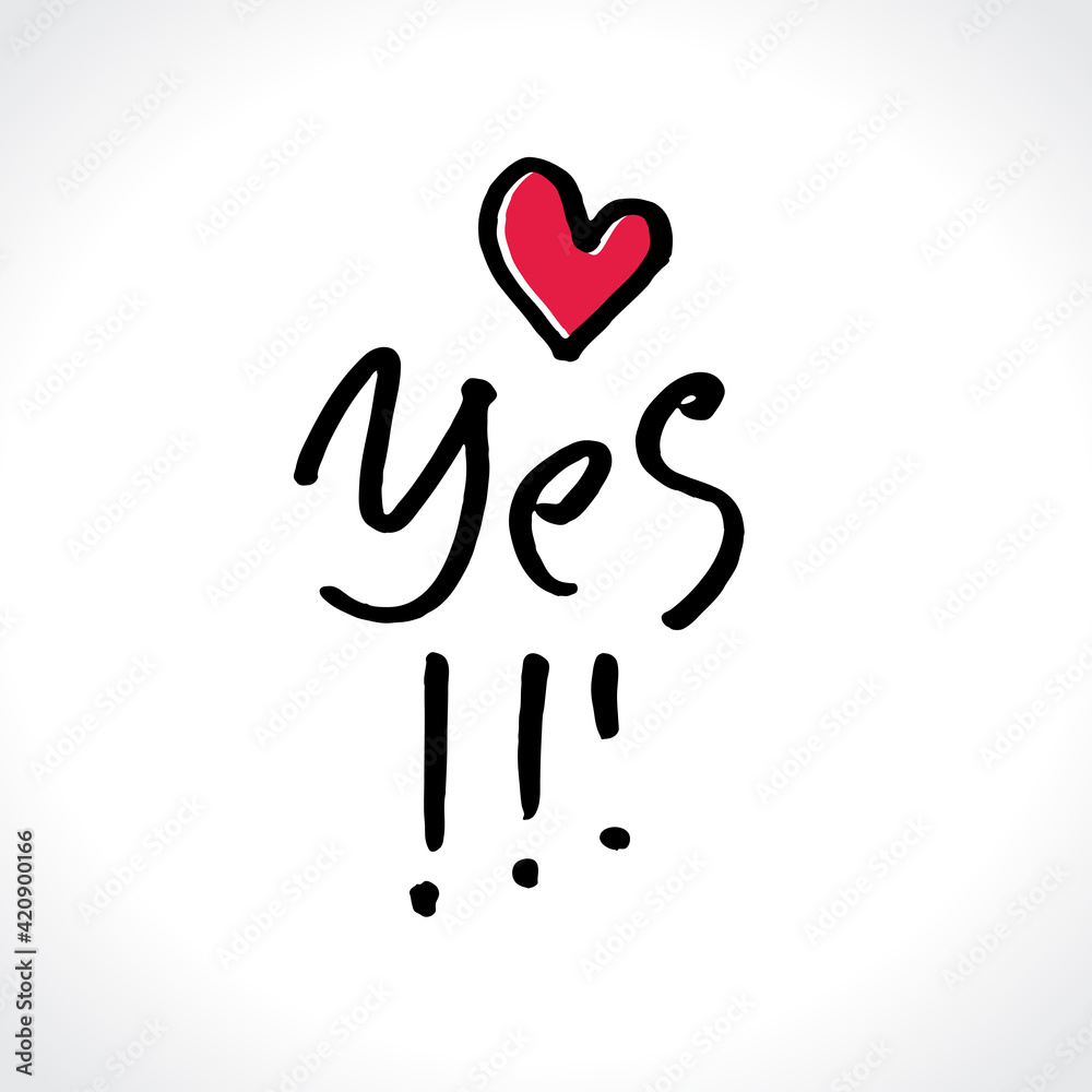 Cartoon illustration Yes!!! Vector postcard Happy Valentine's Day. Template for postcards, t-shirt print, etc. Cute card Cartoon illustration Yes!!! Vector postcard Happy Valentine's Day. Template for postcards, t-shirt print, etc. Cute card
