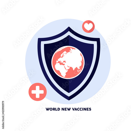 Isolated protection world vaccines virus blue logo icon - Vector