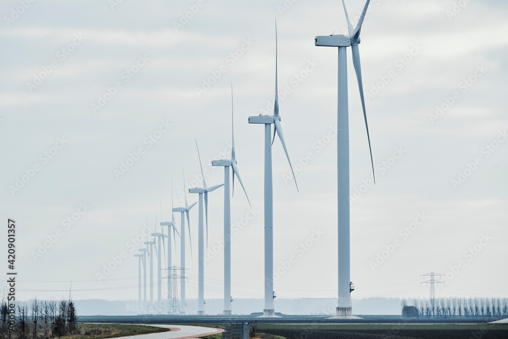 Wind farm, Almere, Flevoland, Netherlands Wind farm, Almere, Flevoland, Netherlands