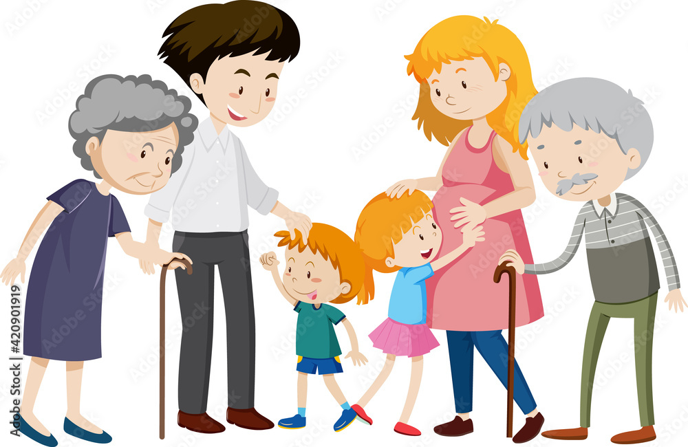 Member of family cartoon character on white background Member of family cartoon character on white background