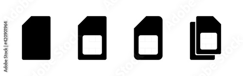Sim card icon set. dual sim card icon vector