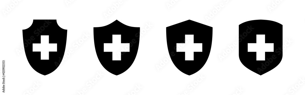 Obraz premium Health insurance icon set. Insurance health document icon