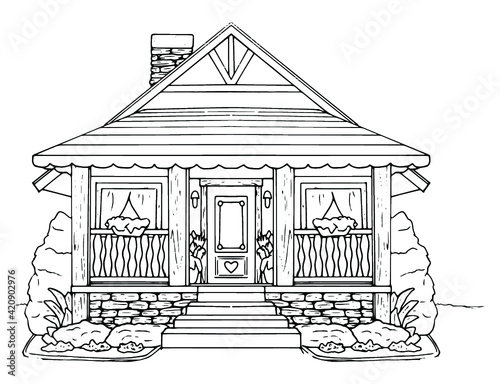 Cute Hand-Drawn Country Cottage Illustration