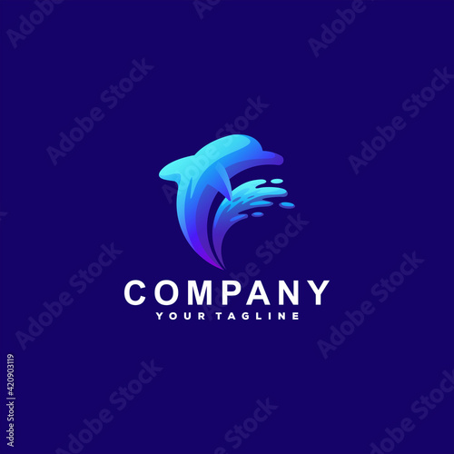 dolphin color gradient logo design