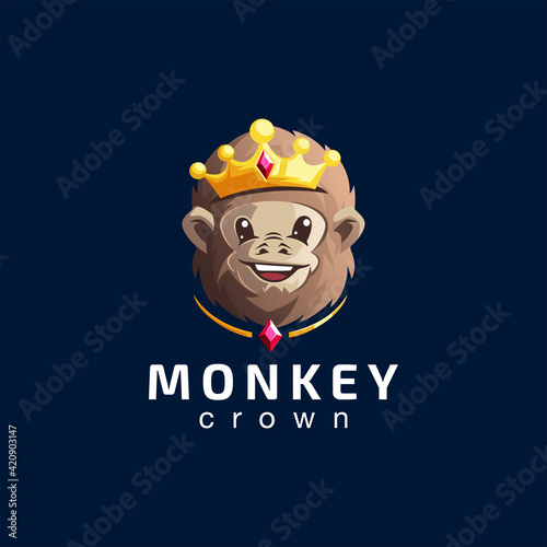 monkey crown gradient logo design