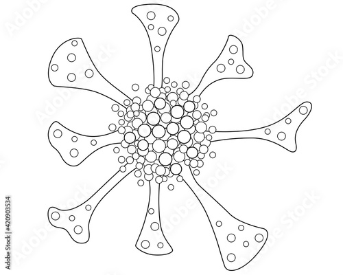 Stentor, ciliate, ciliate trumpeter, ciliate colony, trumpet animalcules - vector linear illustration for coloring with unicellular animals. Ciliates - a picture on biology. Outline.