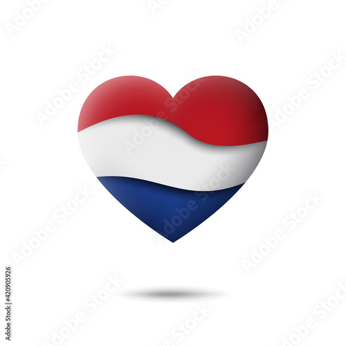 Free Download Netherlands, denmark flag icon in the shape of heart. Waving in the wind. Abstract waving dutch flag. Paper cut style. Vector symbol, icon, button - GFXLoad