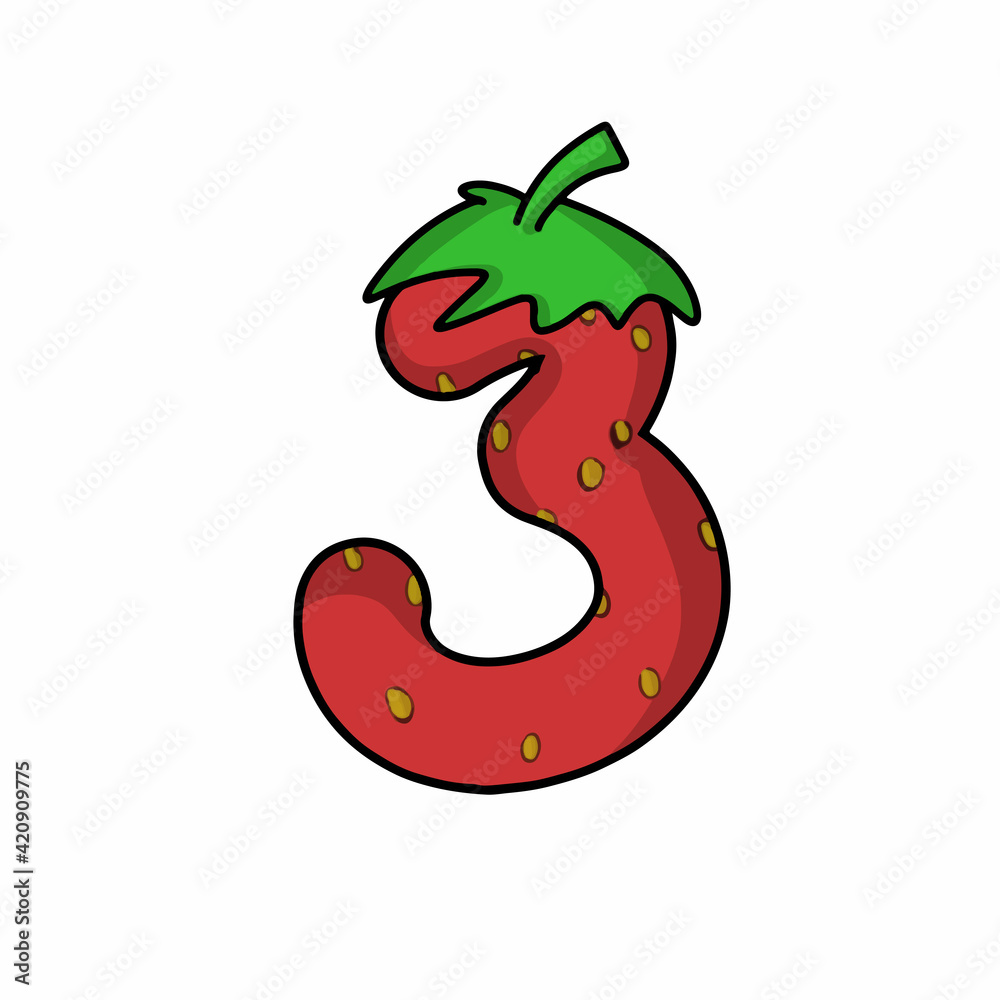 3 number strawberry character vector template design illustration 3 number strawberry character vector template design illustration