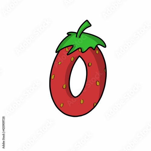 0 number strawberry character vector template design illustration