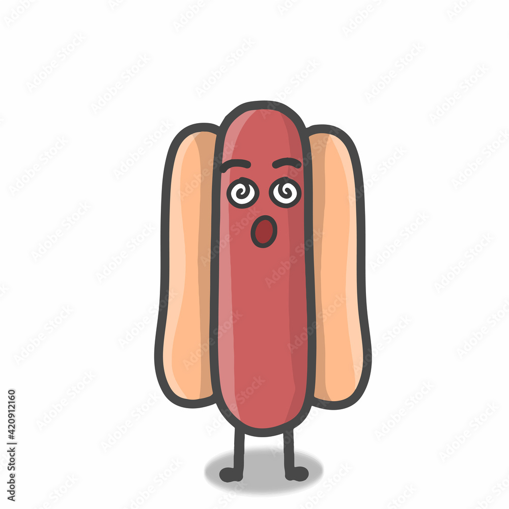 Cute hotdog character vector template design illustration Cute hotdog character vector template design illustration