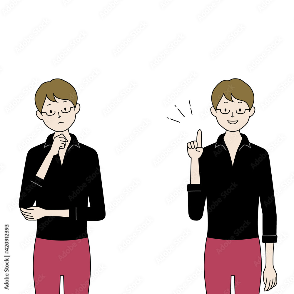 Illustration set of a woman (trouble and after solve) (white background, vector, cutout) Illustration set of a woman (trouble and after solve) (white background, vector, cutout)