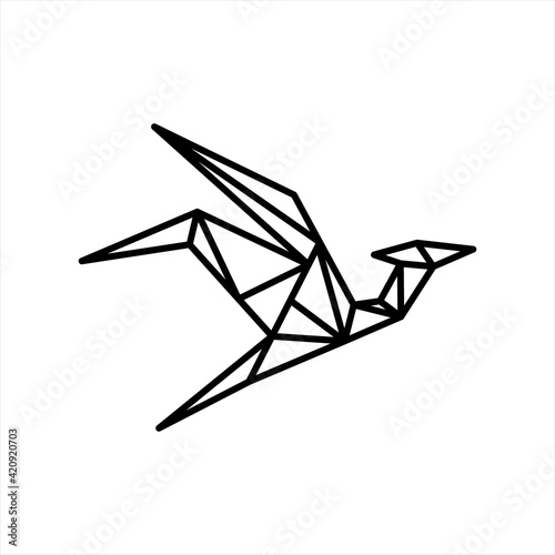 polygonal dinosaur fly vector