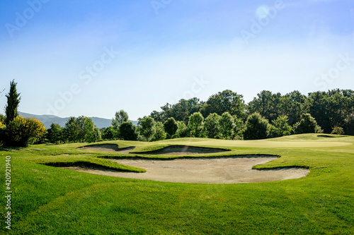 Peaceful scenic view of golf course