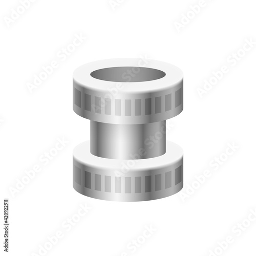 HDPE compression coupling fittings vector icon. Pvc plastic material to connection or join tube, pipe and hose. Working under pressure for plumbing, irrigation sprinkler and electrical conduit system.