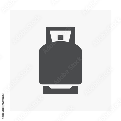 LPG gas tank, gas cylinder vector icon. Also called bottle, canister. Refill pressure vessel or container for storage natural gas, liquefied petroleum gas, propane, butane at high pressure for cooking