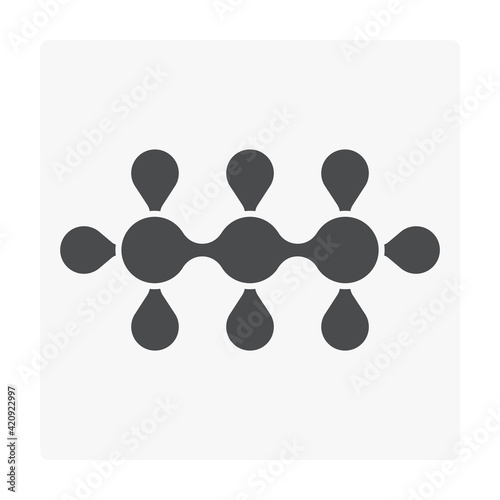 Propane molecule model vector icon. Molecular structure and bonding of chemical compound with atom of carbon and hydrogen C3H8 formula. Part of lpg or natural gas. That fuel and energy for combustion.