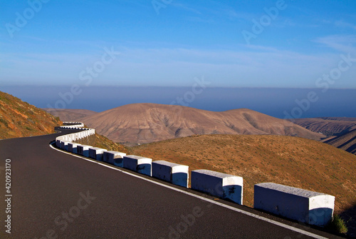 View along a mountain road on Fuerteventura, Canary Islands, Spain. photo