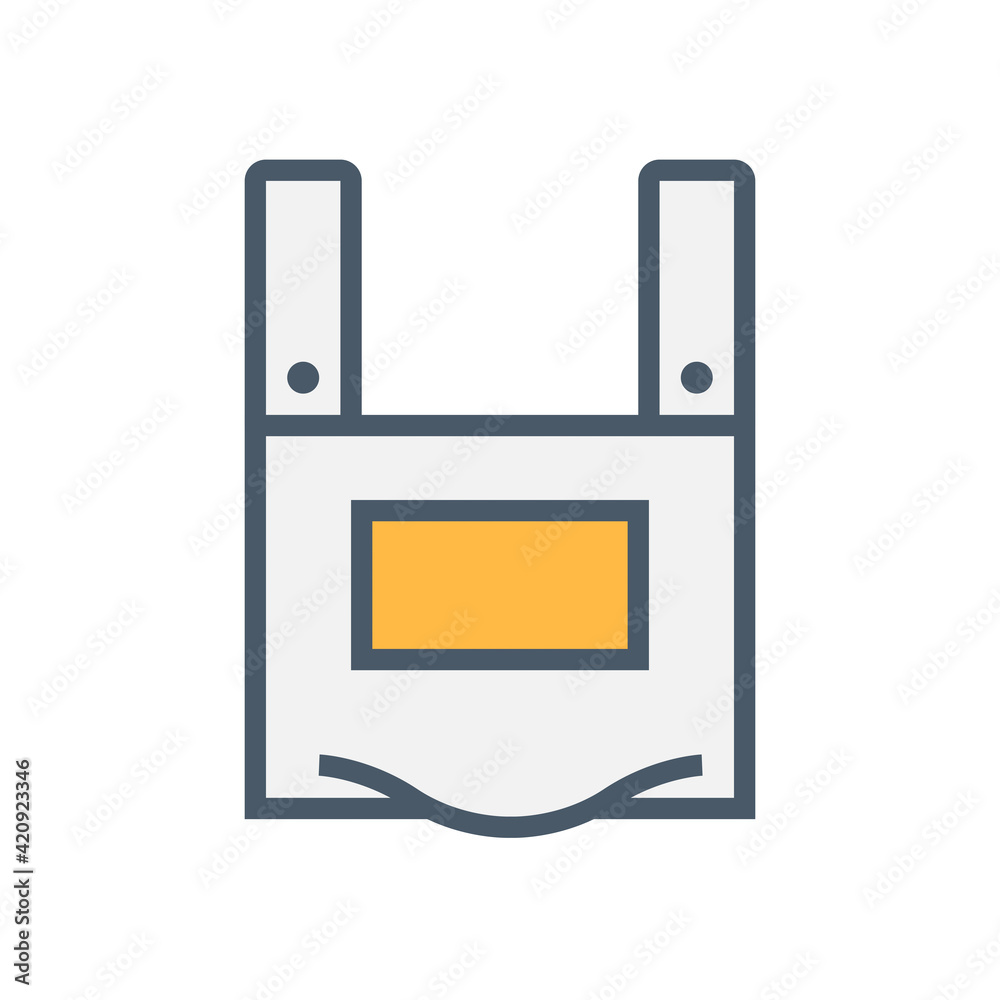 Apron or bib apron vector icon. Uniform, workwear or garment to cover front body for chef working, cooking or preparing food in kitchen, restaurant. To protection from danger, acid and heat. 64x64 px.