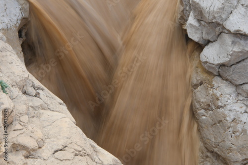 Close up of a flash flood in the Israeli desert. photo