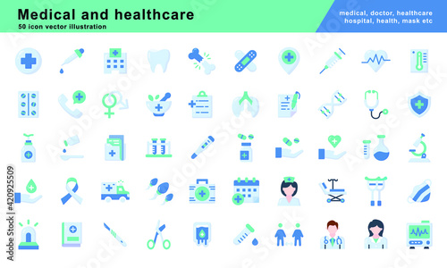 Medical and healthcare Elements of a modern flat style. Simple symbol collection. vector icon illustration